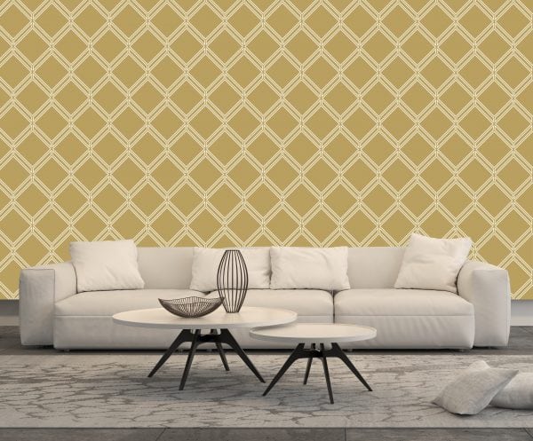 vit soffa, vita bord design och tapet i design